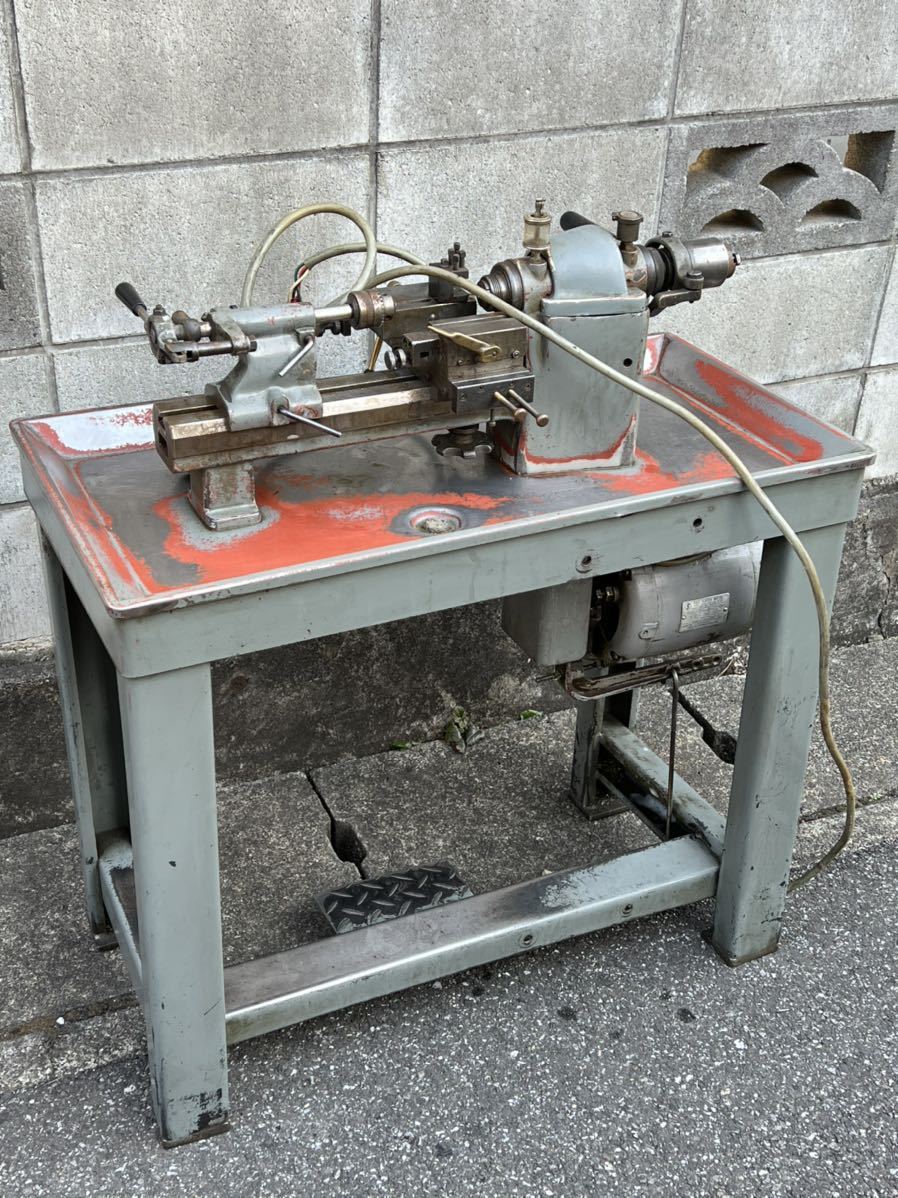 精密高速卓上旋盤 EGURO江黒 PH6L-4H FUJI CLUTCH MOTOR THREE PHASE INDUCTION MOTOR 200V 50/60Hz 動作未確認