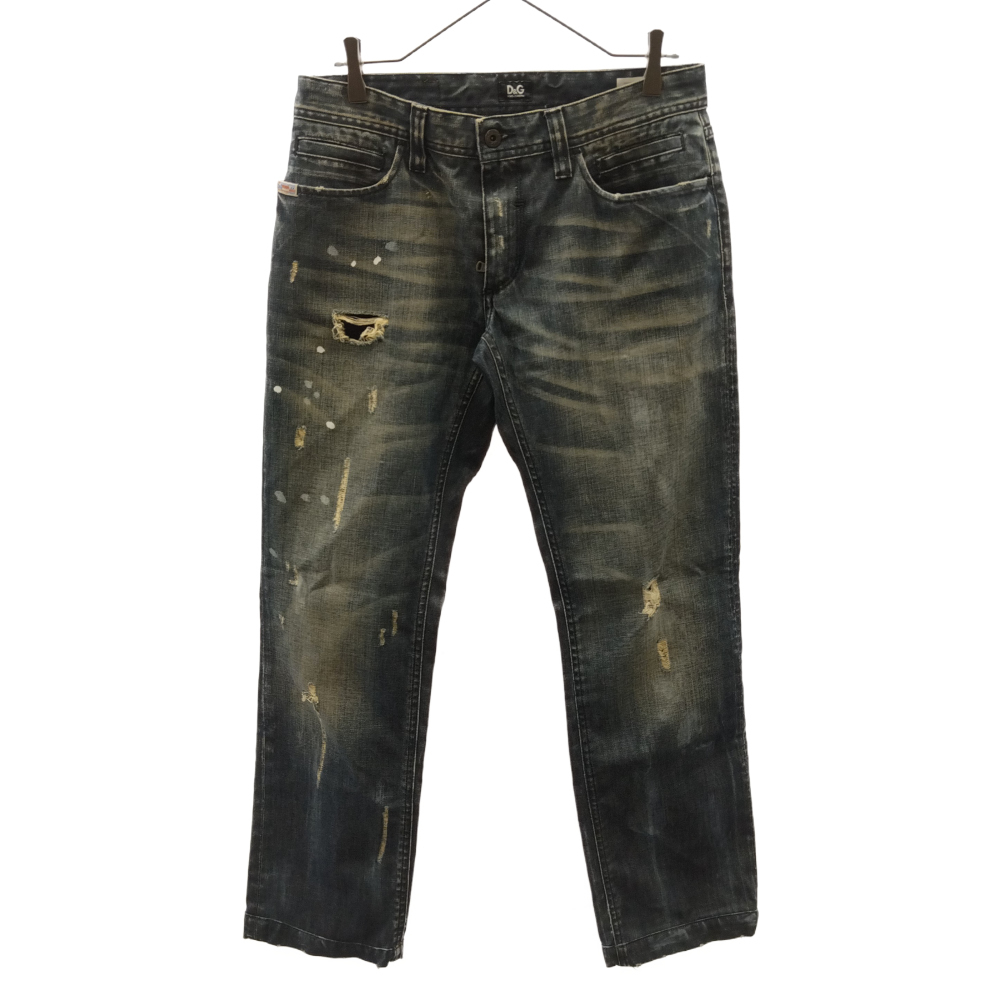 HOT，100%新品 ドルチェアンドガッバーナ ヴィンテージ加工 ペイント ストレートデニムパンツ R50667 ブラック(W30～)｜売買されたオークション情報、yahooの商品情報をアーカイブ公開 - オークファン W30～