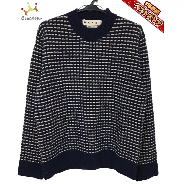 小物 m マルニ MARNI 長袖セーター サイズ48 M - ダークネイビー×アイボリー