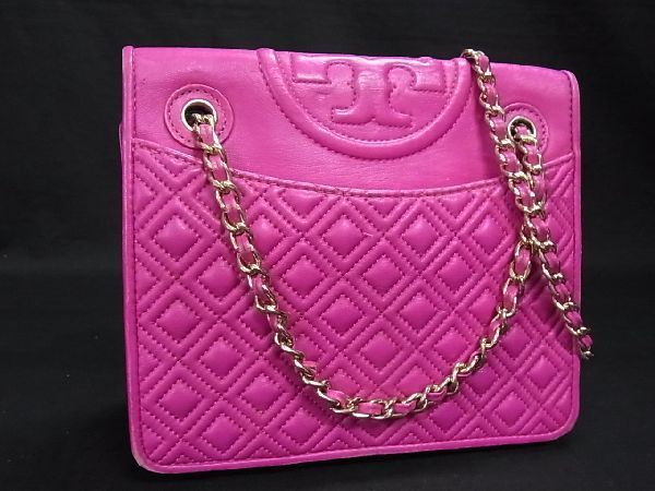 【2026，セール】 1円 TORY BURCH トリーバーチ フレミング レザー ゴールド金具 チェーン ショルダーバッグ 斜め掛け 肩掛け レディース ピンク系 Z0799Kオ(かばん、バッグ)｜売買されたオークション情報、yahooの かばん、バッグ