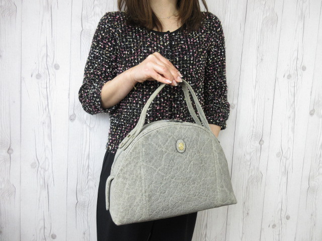 美品✨ JRA認証 エレファントレザー ハンドバッグ グリーン 象革 ⭐︎極希少⭐︎ JRA エレファントレザー ゾウ革 象革 ハンドバッグ