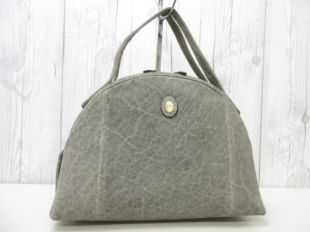 美品 エレファント レザー 象革 ハンドバッグ バッグ グレー 47271 