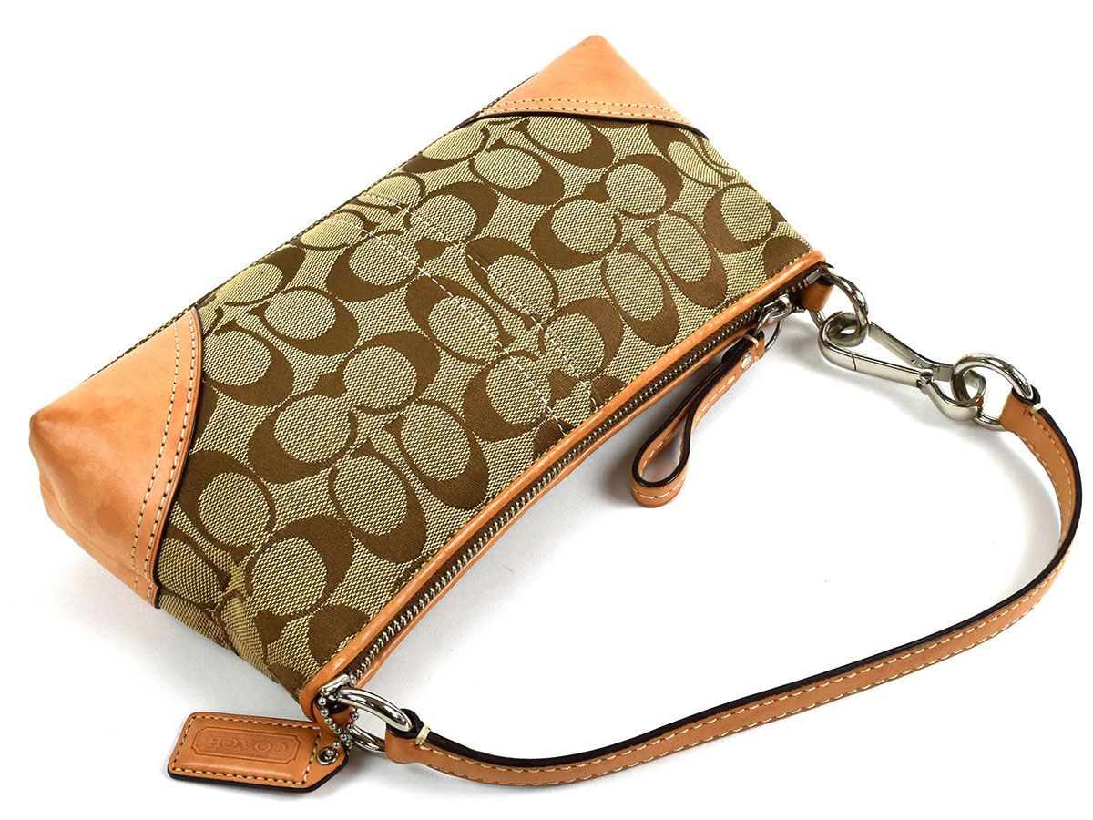 119083〇 COACH コーチ シグネチャー アクセサリーポーチ ハンドバッグ 
