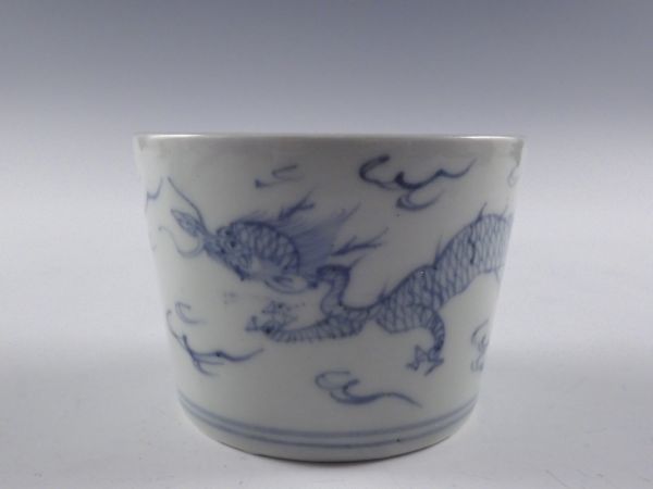 染付 蕎麦猪口 □匠□古伊万里 瓔珞文 無傷完品 江戸期 古伊万里