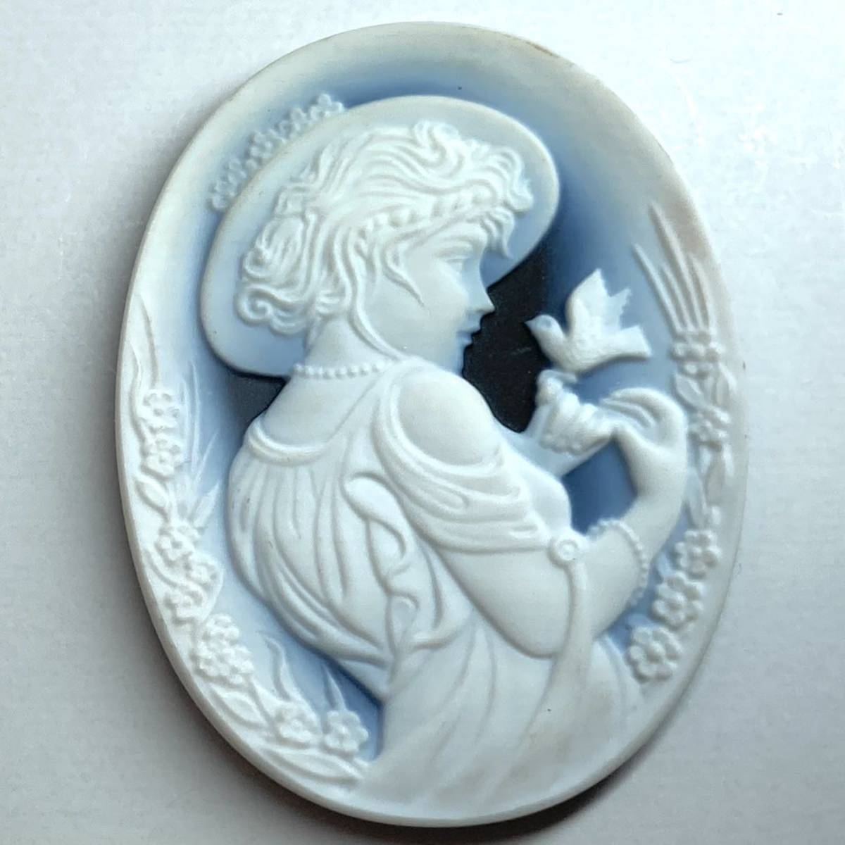 ［ストーンカメオ 9.6g］48ct 45.17×35.25mm 裸石 ルース 彫刻 貴婦人 stone CAMEO ジュエリー jewelry アンティーク メノウ 瑪瑙