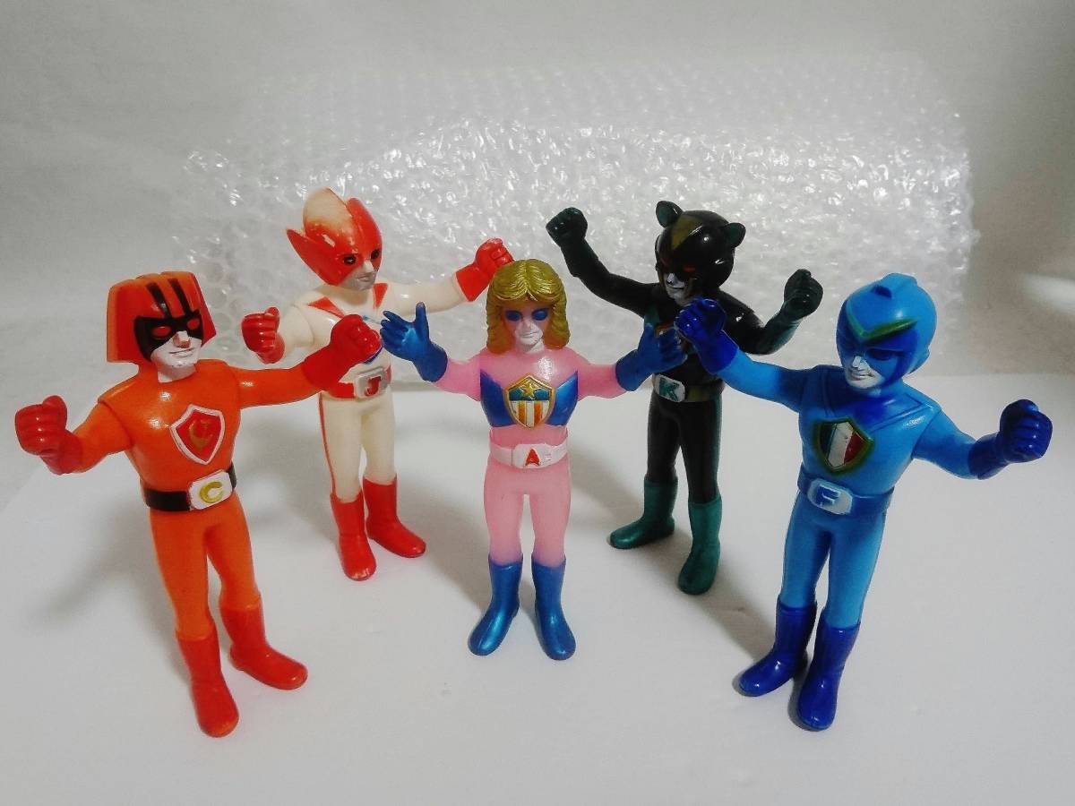 当時物+廃盤品 ポピー バトルフィーバーJ ザ・バトルマン ソフビ 5体 
