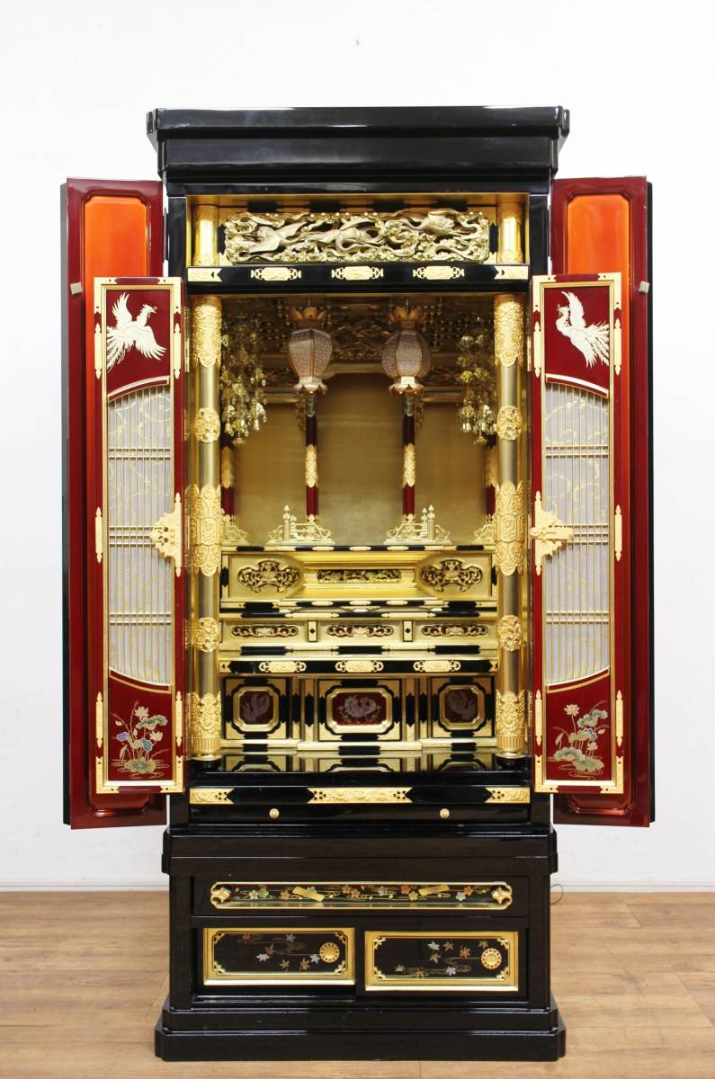 Yahoo!オークション 美品 展示品 金仏壇 鳳凰蒔絵 彫刻 漆塗 - | 100年