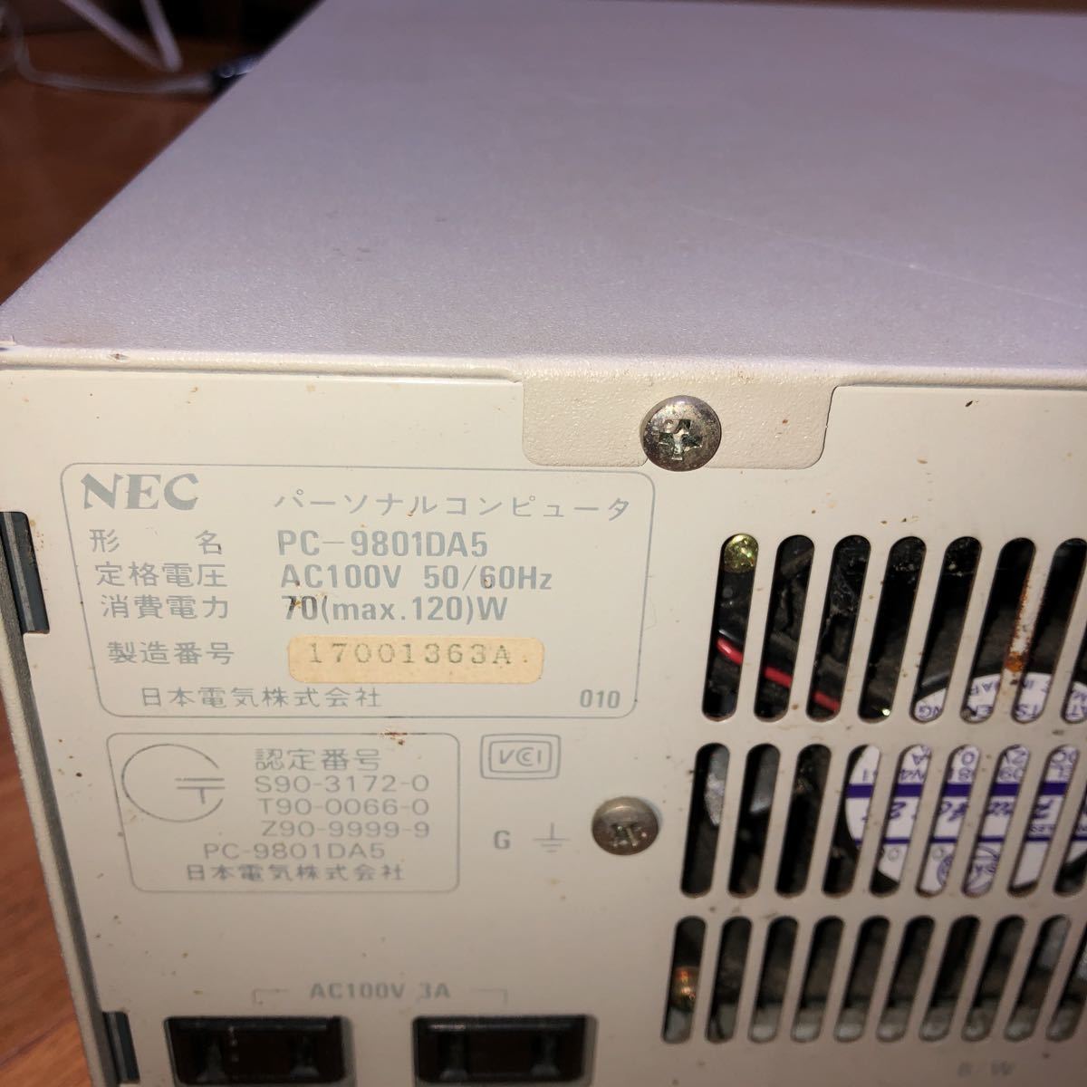 PC-9801 NEC PC-9801DA5 旧型 PC 動作未確認 通電OK ジャンク品 N