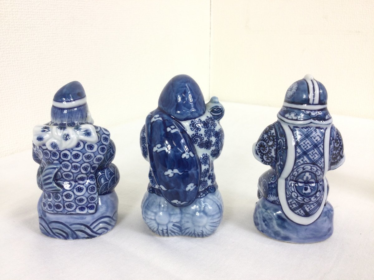 館林源右衛門 染付七福神 置物 青 有田焼 共箱 縁起物 オブジェ 飾り物 