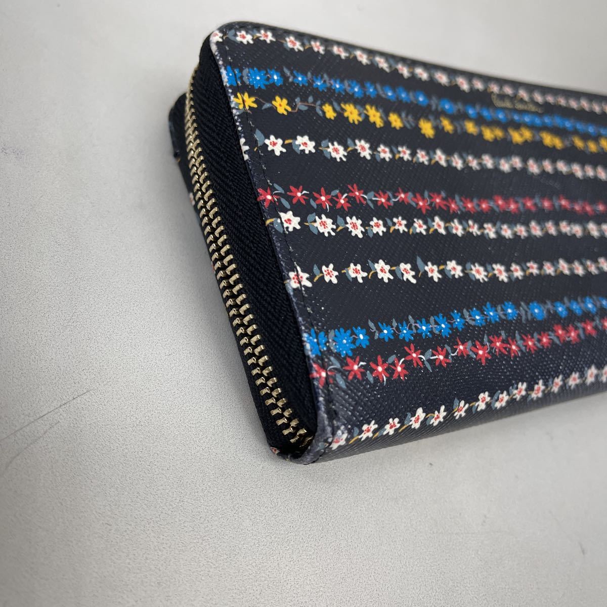 Paul Smith フローラルストライプ ジップアラウンド ロングウォレット 