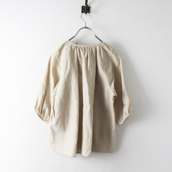 美品 atelier naruse アトリエナルセ smock blouse リネン スモックブラウス F/キナリベージュ トップス シャツ【2400012696167】