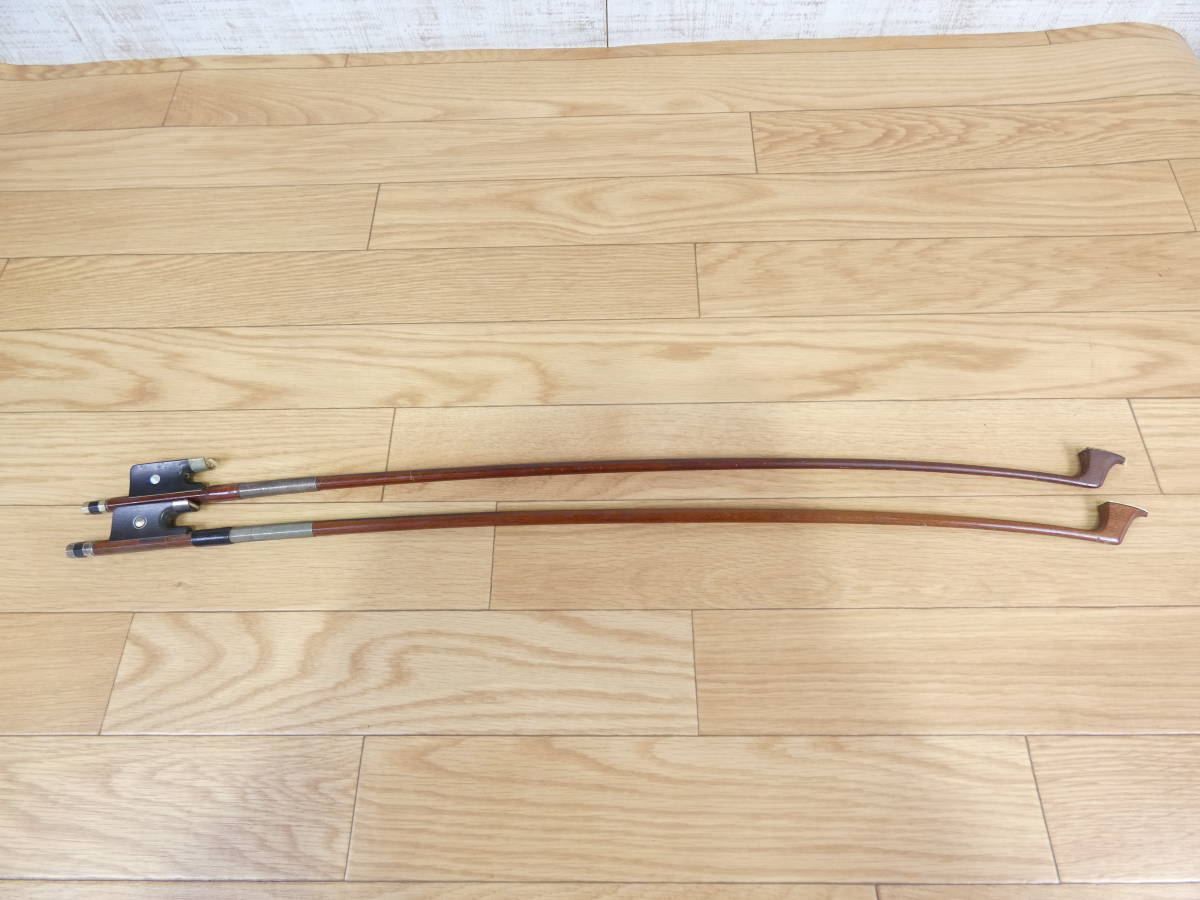 新品毛替え済み！チェロ弓 F.Vincent A Lyon星1 4/4サイズ 銀 USED!F.VINCENT A LYON 他 チェロ弓 2本セット☆全長：約71.5cm