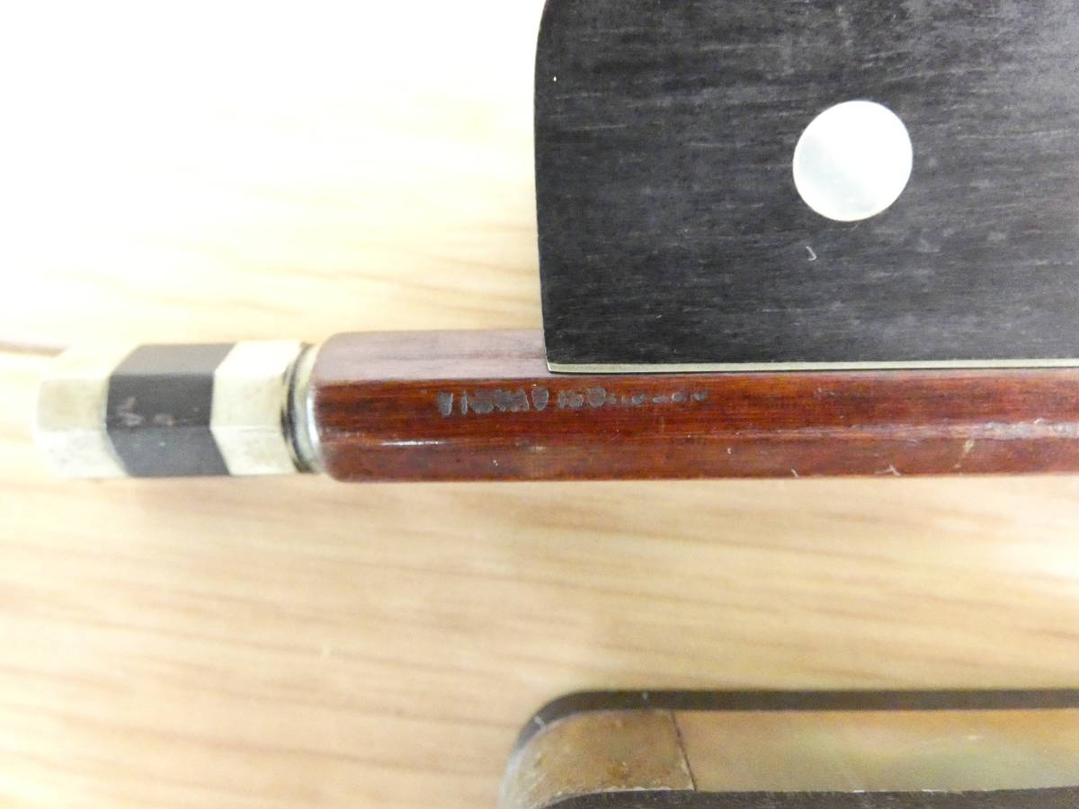 新品毛替え済み！チェロ弓 F.Vincent A Lyon星1 4/4サイズ 銀 USED!F.VINCENT A LYON 他 チェロ弓 2本セット☆全長：約71.5cm