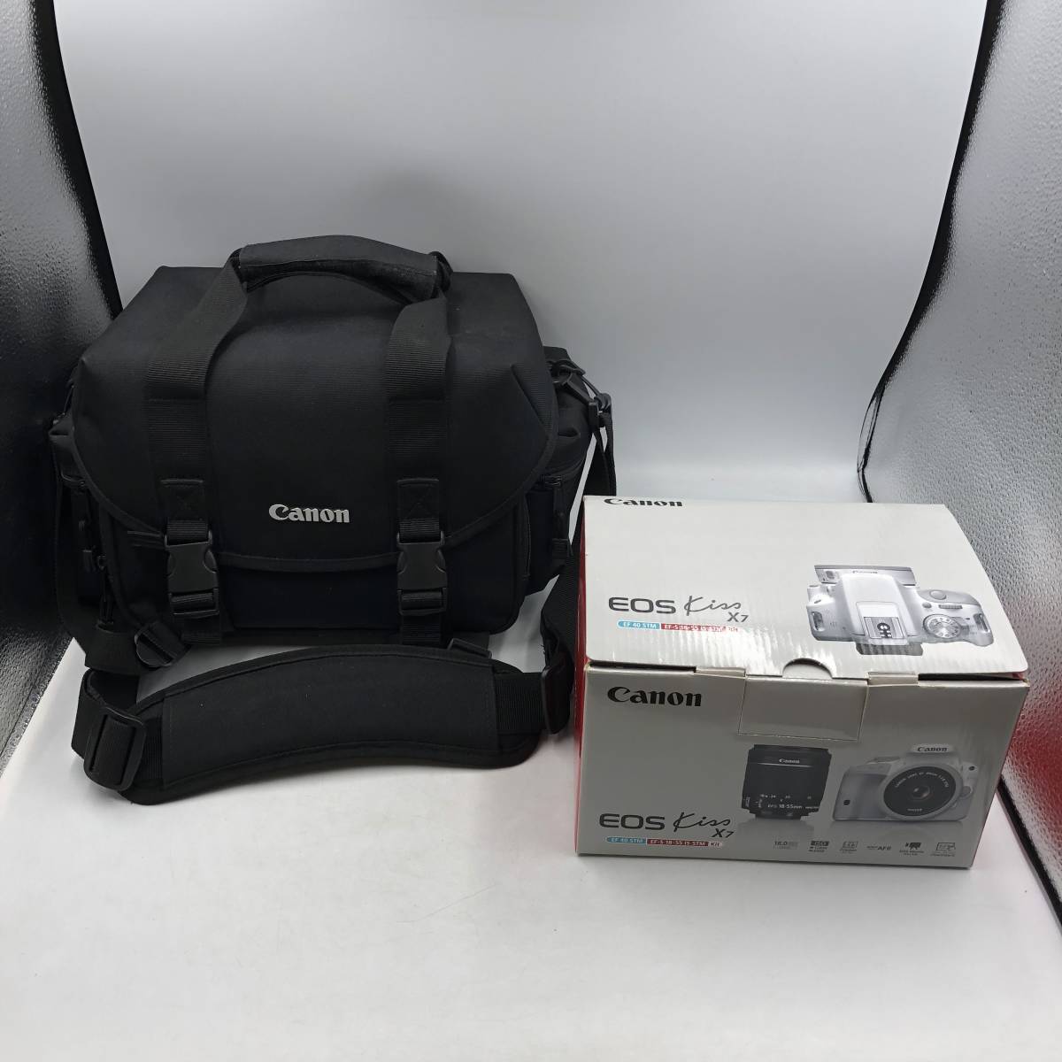 キヤノン EOS Kiss X7 ダブルレンズキット ホワイト ケース付 ケーブル欠品 デジタル一眼 Canon