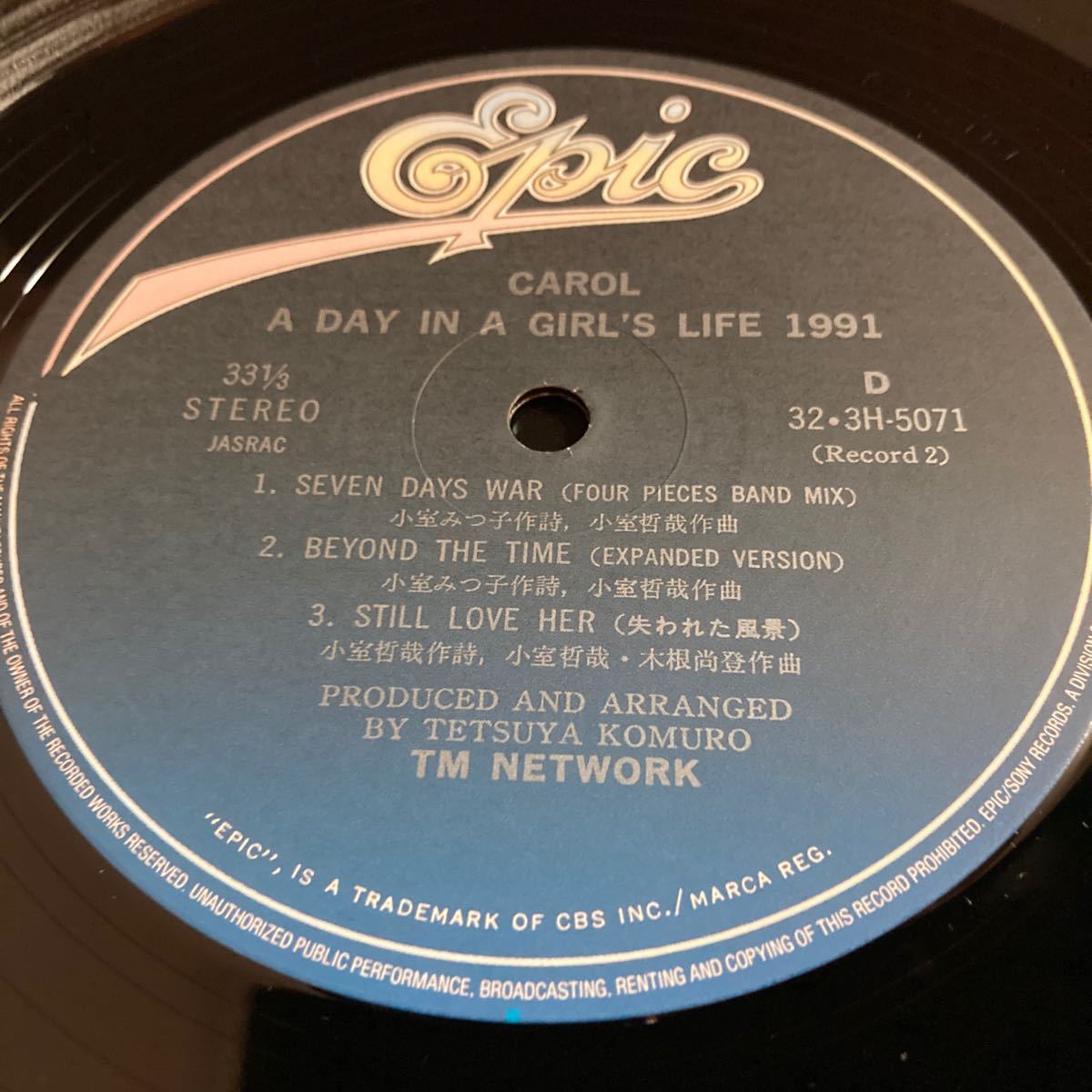 LP CAROL TM NETWORK A DAY IN A GIRLS LIFE 1991 TMネットワーク SONY
