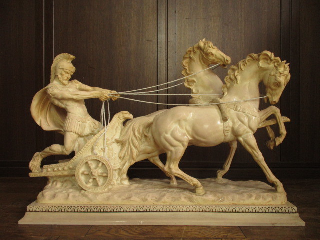 西洋美術 イタリア製A.SANTINI アンテルマ サンティーニ 彫刻 戦馬車像 西洋美術 イタリア製A.SANTINI アンテルマ サンティーニ 彫刻 戦馬車像