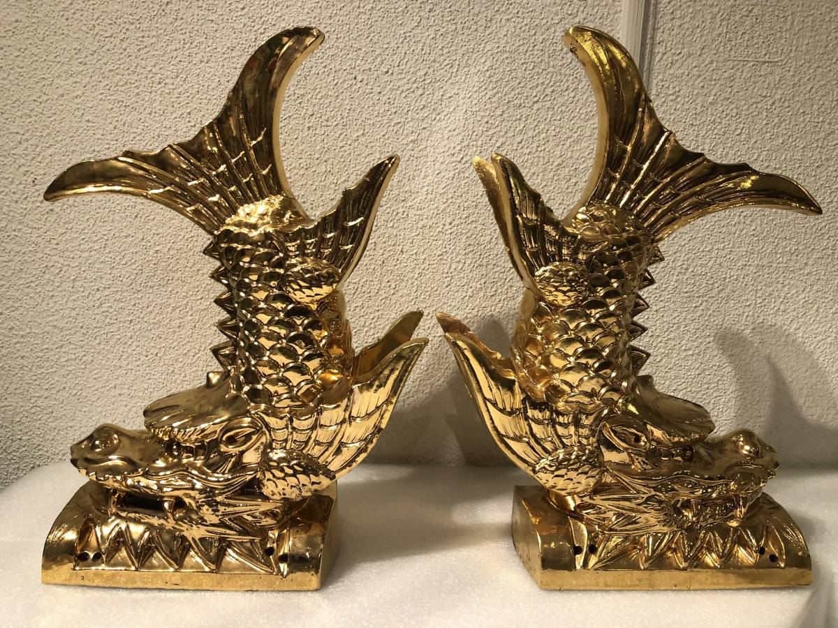 シャチホコ 鯱鉾 瓦 特大 金鯱 一双セット 運気上昇 瓦 売買されたオークション情報 Yahooの商品情報をアーカイブ公開 オークファン Aucfan Com