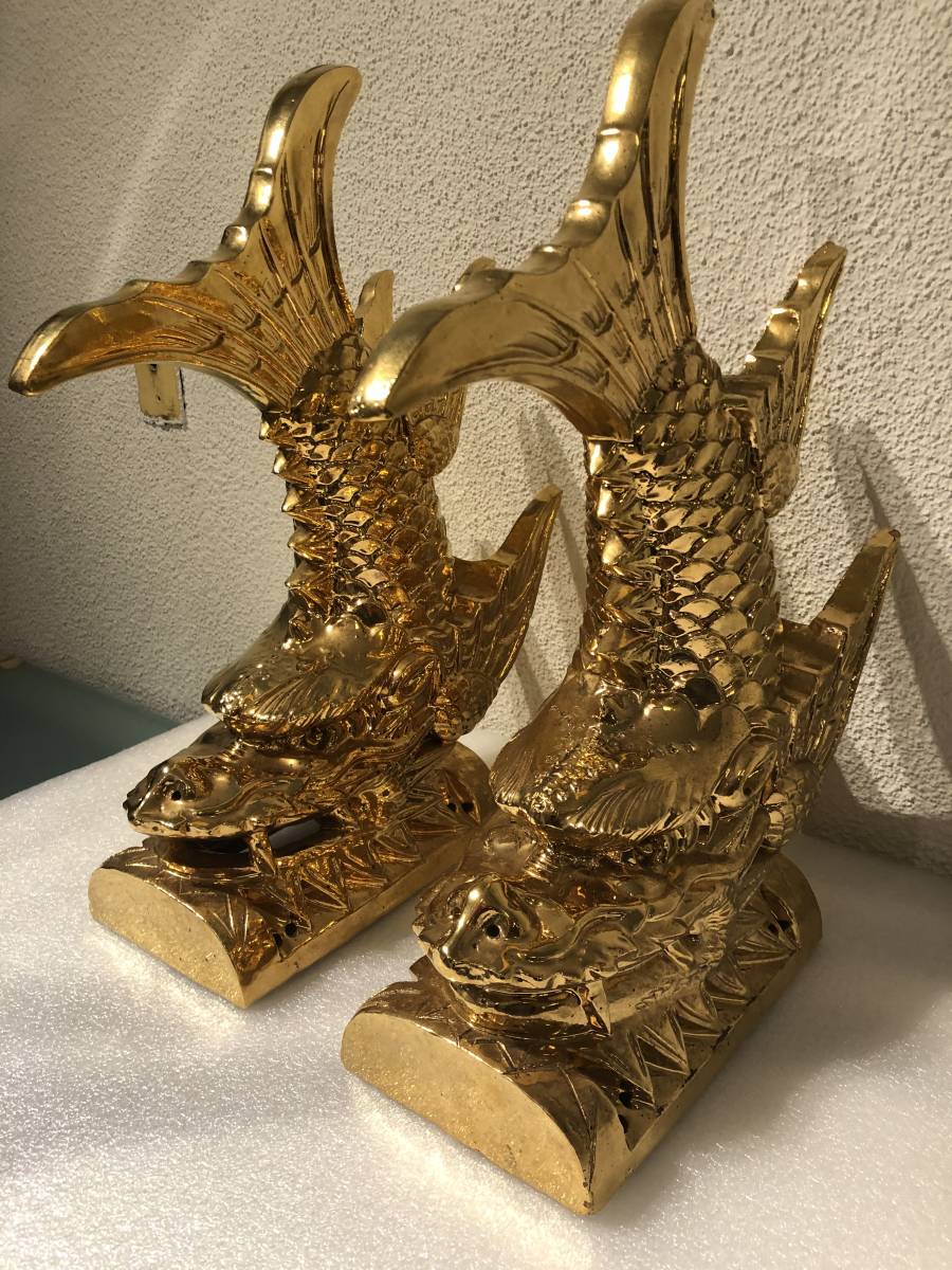 シャチホコ 鯱鉾 瓦 特大 金鯱 一双セット 運気上昇 瓦 売買されたオークション情報 Yahooの商品情報をアーカイブ公開 オークファン Aucfan Com
