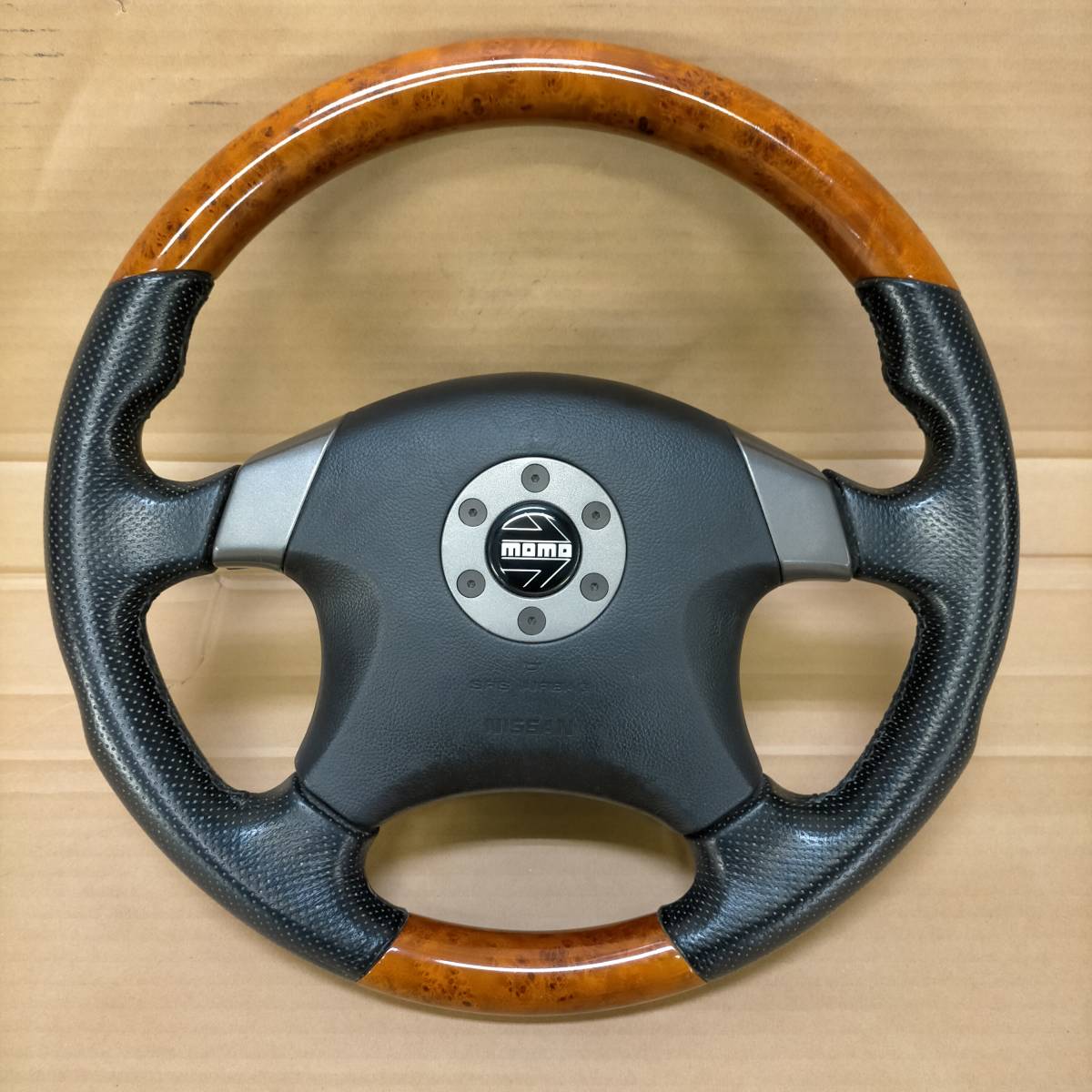 日産 純正 オプション MOMO ウッドステアリング モモ ハンドル 