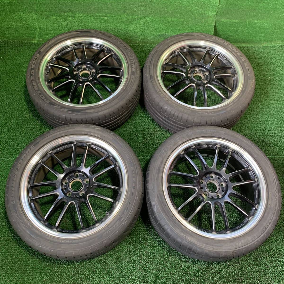 AA 87【RAYS】BS POTENZA S001 深溝 245/45R19 98Y ボルク レーシング 8J 5穴 112 +50 72mm ☆レイズ☆BMW アウディベンツ 等（A 203）