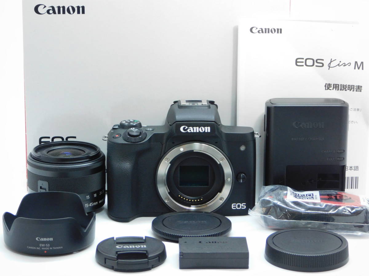 爆買い，定番人気 16299 極上品 Canon EOS Kiss M EF-M15-45 IS STM レンズキット キヤノン フード付 シャッター回数 約 8 000回 付属品完備(キヤノン)｜売買されたオークション情報、yahooの商品情報をアーカイブ公開 - オ キヤノン