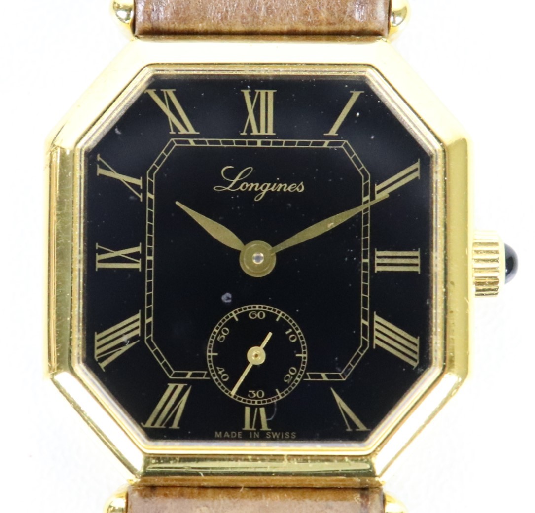 LONGINES ロンジン オクタゴン 腕時計 150年 手巻き ブラック ゴールド 