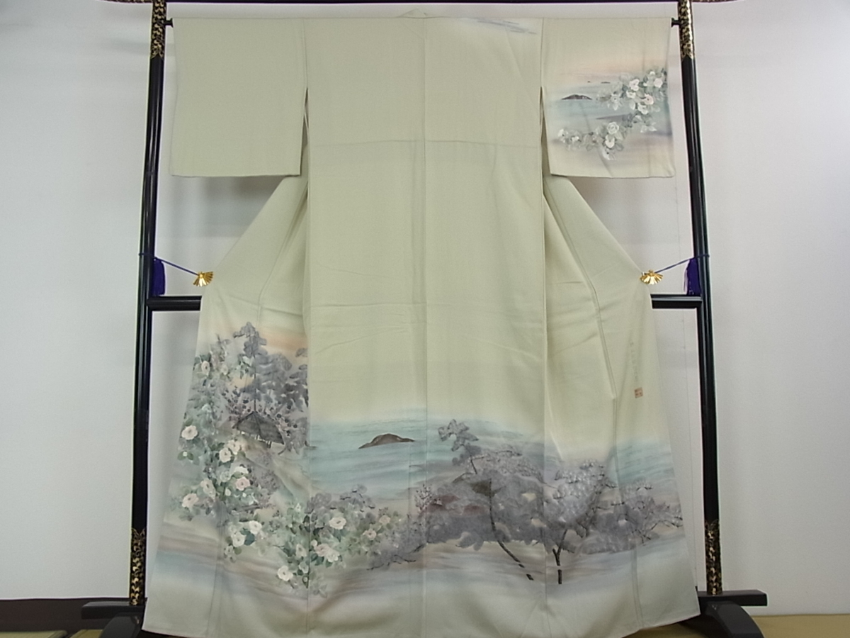 花美人着物□中国三大刺繍 蘇州刺繍 姑蘇刺繍 訪問着 作家物 水辺花 