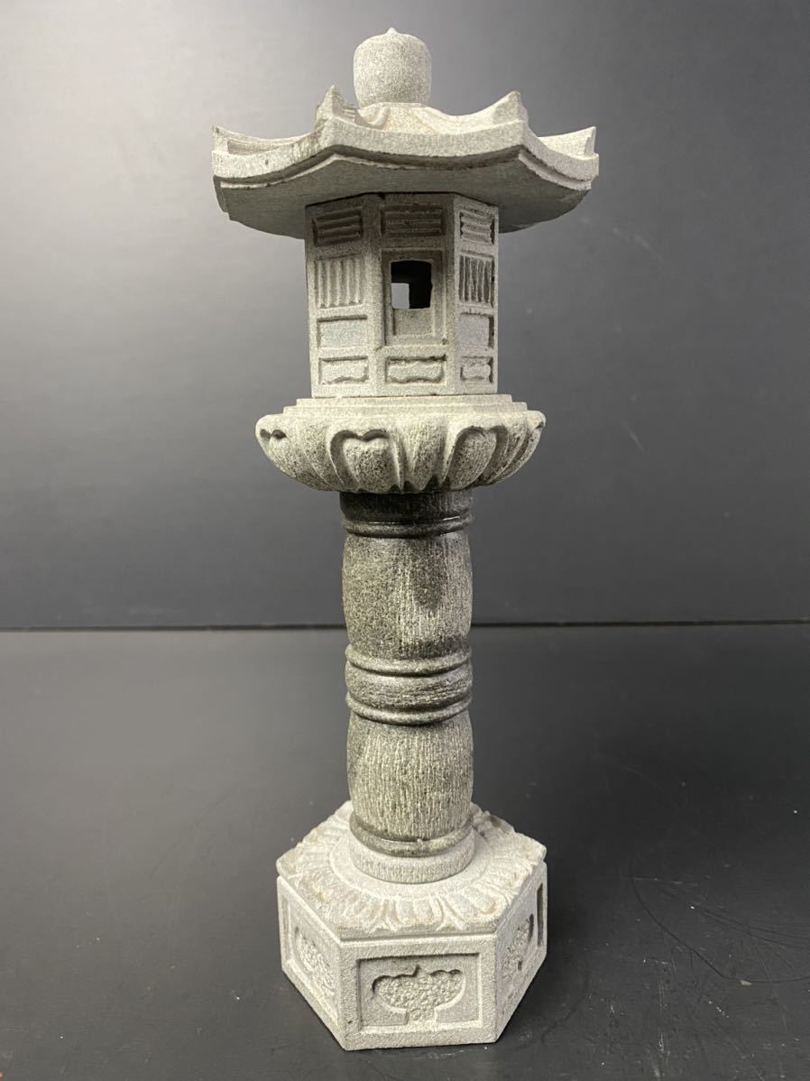 水石、ミニ灯籠、石灯籠、盆栽脇石、飾石、一体型 毛深い 