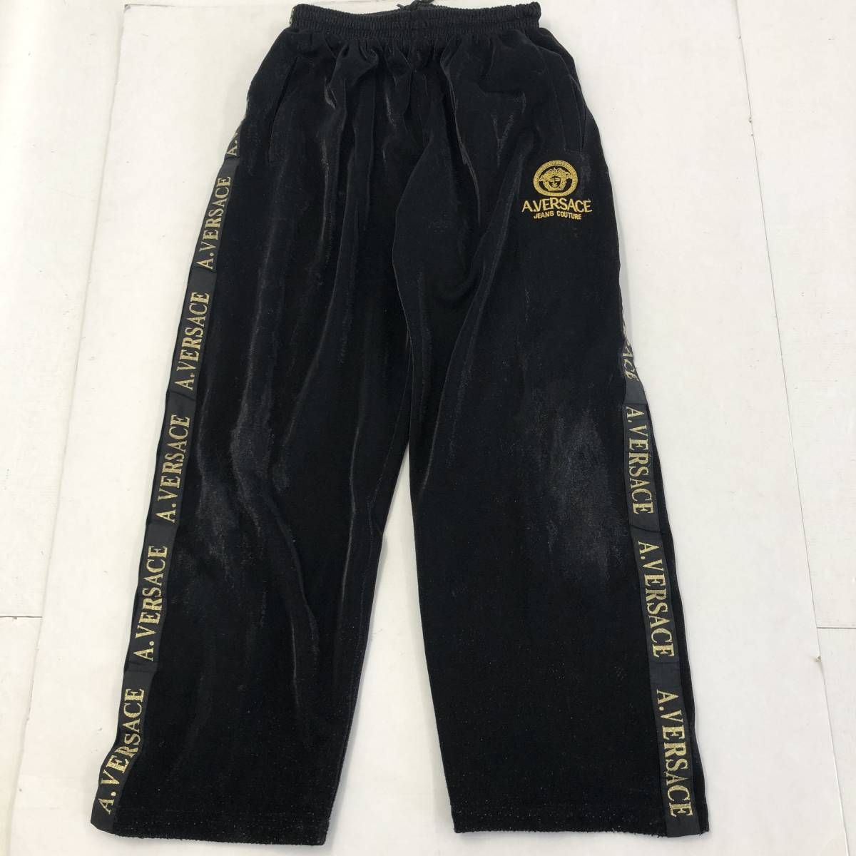 A.VERSACE ヴェルサーチ セットアップ ポリエステル ジャージ 黒×金