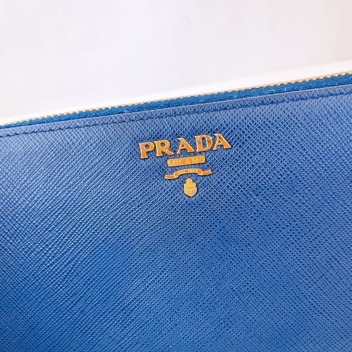 1円→【極美品】PRADA プラダ 長財布 ネイビー ブルー 箱付き 高級 