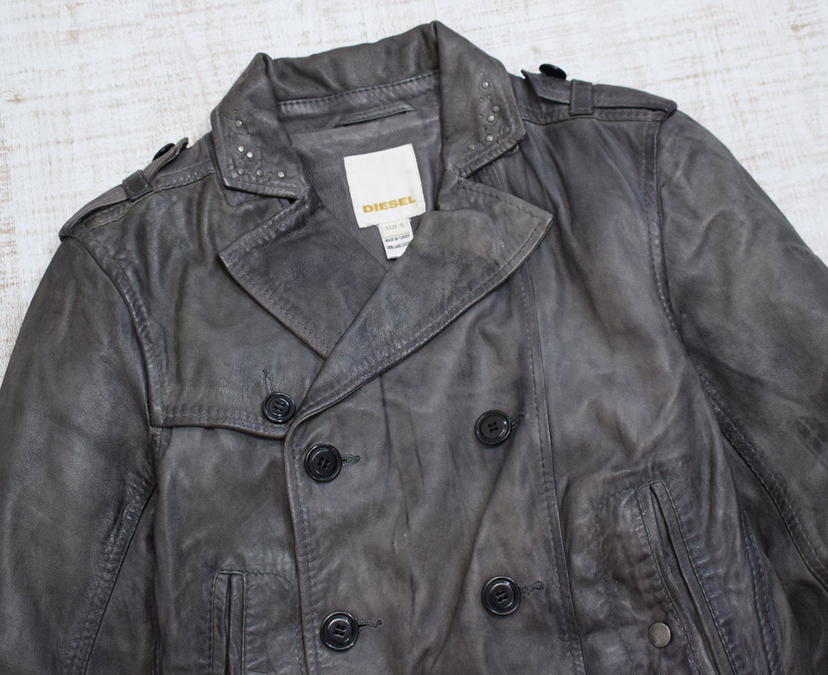 貫禄のエイジング加工☆ DIESEL ディーゼル 羊革 ラムレザージャケット
