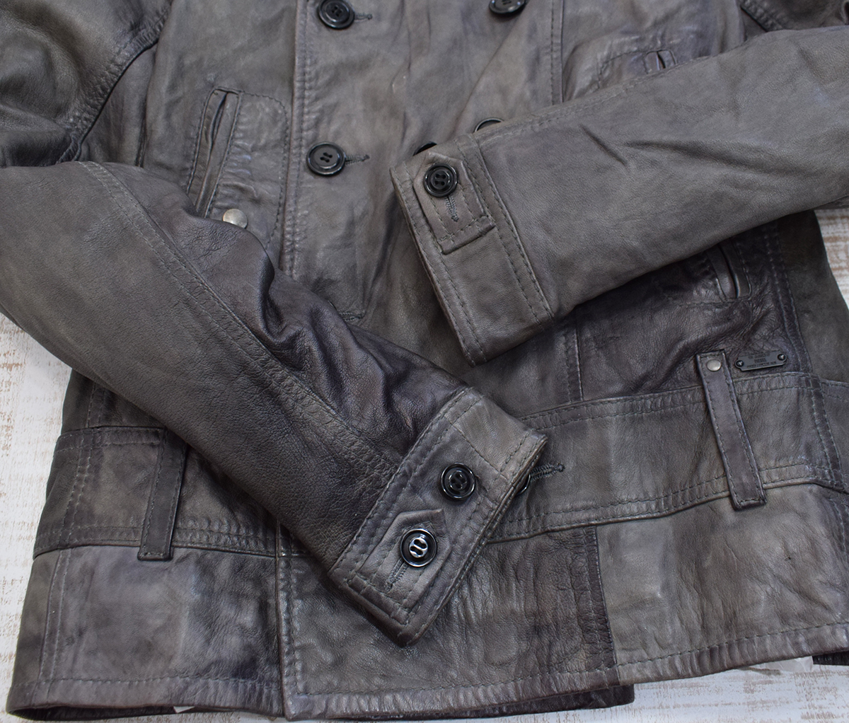 貫禄のエイジング加工☆ DIESEL ディーゼル 羊革 ラムレザージャケット