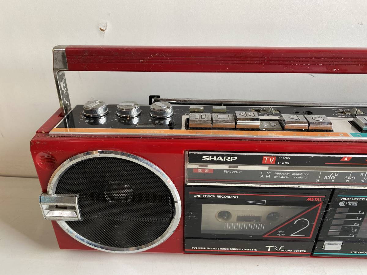 レッド ダブルカセットラジカセ SHARP シャープ◇ラジカセ QT-77MKⅡ