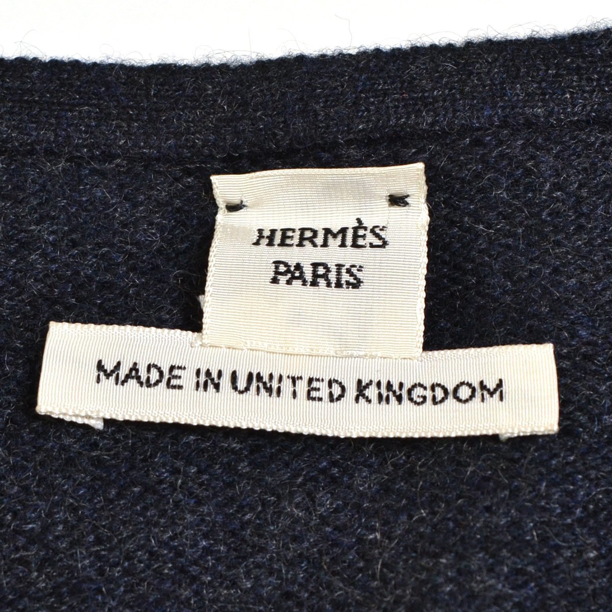 ◇428382 HERMES エルメス カシミヤニットスキッパーワンピース サイズ36 カシミヤ100% レディース イギリス/英国製 ネイビー ニット 中古・古着通販HERMES (エルメス) 38サイズ Hロンド エルメス（ワンピース｜レディースファッション
