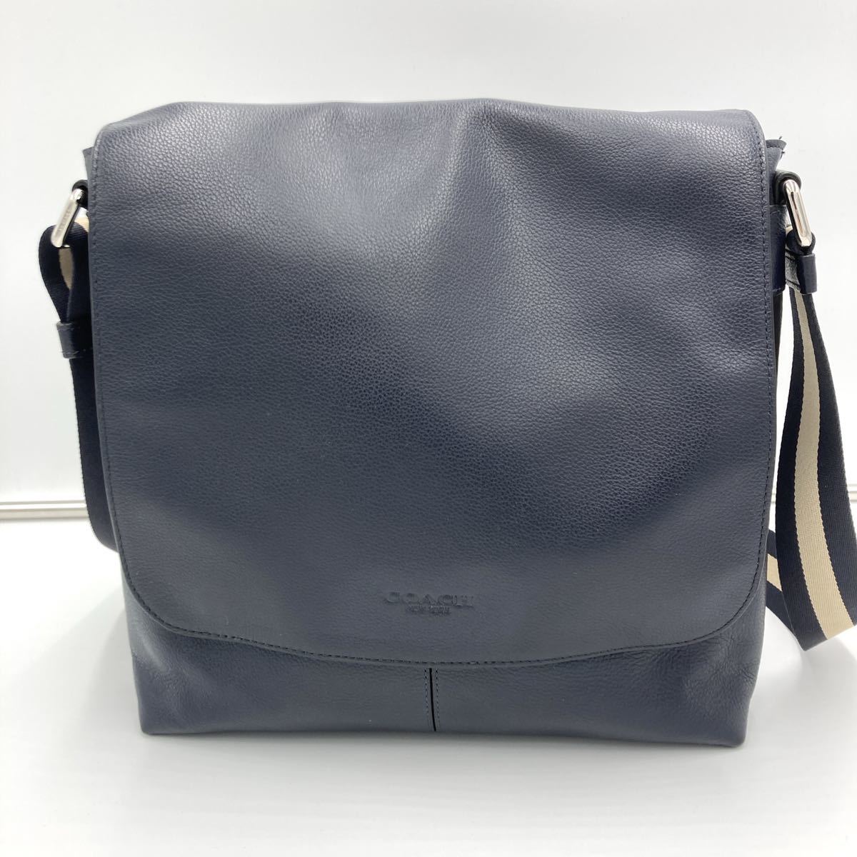 1円 【美品】 COACH コーチ ショルダーバッグ メッセンジャーバッグ オールレザー 本革 ネイビー 紺 メンズ ユニセックス 斜め掛け コーチ 1円 COACH 入手困難COACH バッグ ブランド通販のBUYMA