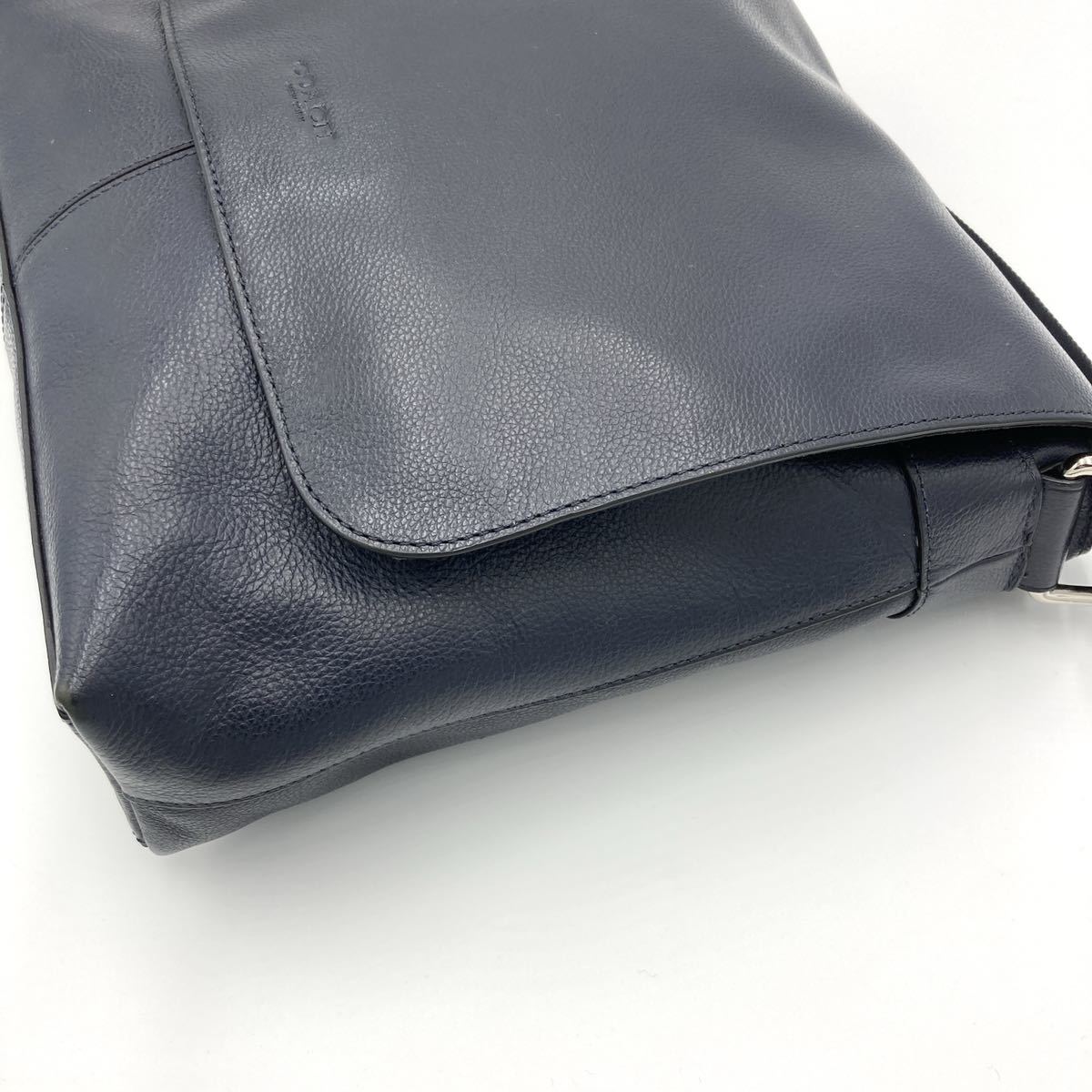 1円 【美品】 COACH コーチ ショルダーバッグ メッセンジャーバッグ オールレザー 本革 ネイビー 紺 メンズ ユニセックス 斜め掛け コーチ 1円 COACH 入手困難COACH バッグ ブランド通販のBUYMA