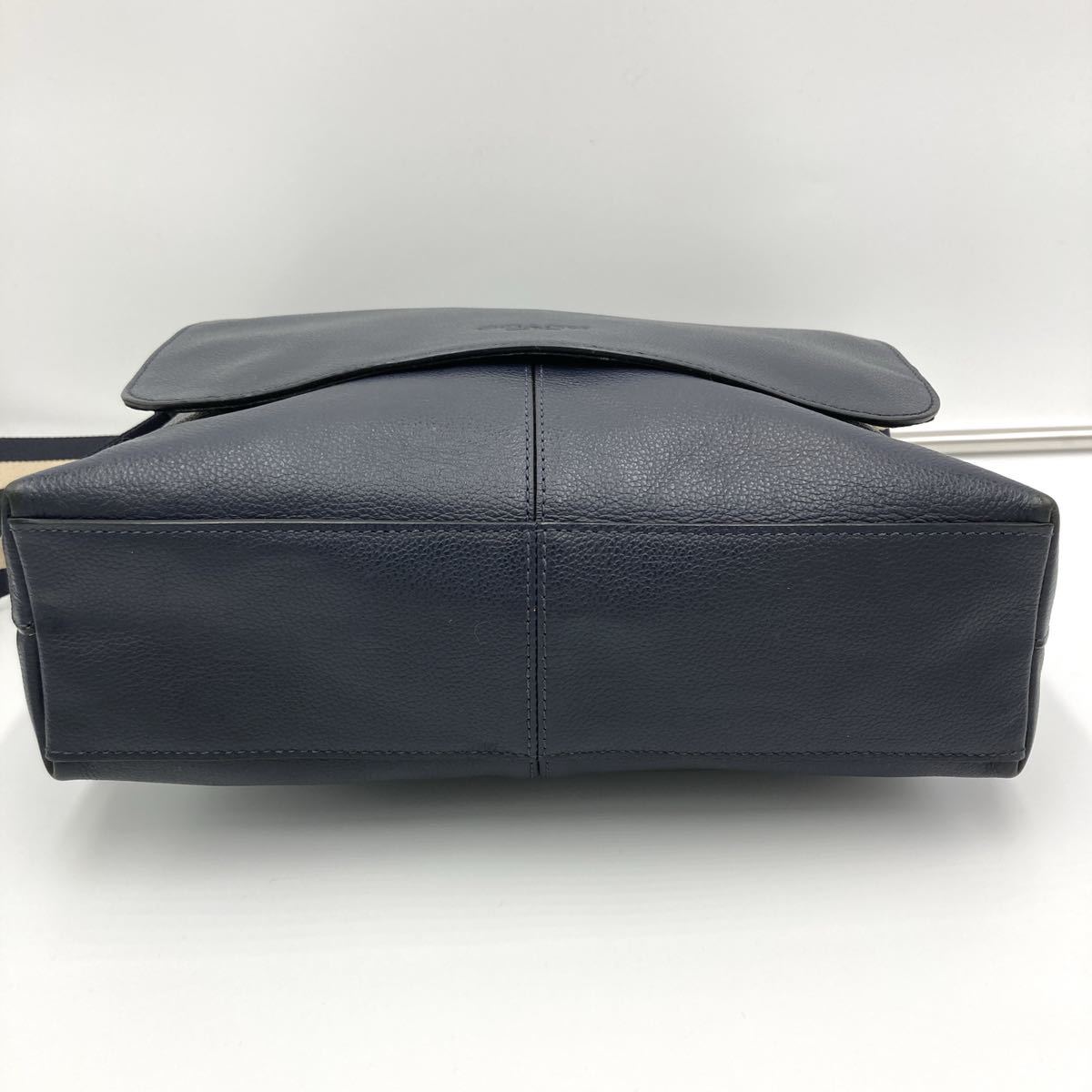 1円 【美品】 COACH コーチ ショルダーバッグ メッセンジャーバッグ オールレザー 本革 ネイビー 紺 メンズ ユニセックス 斜め掛け コーチ 1円 COACH 入手困難COACH バッグ ブランド通販のBUYMA