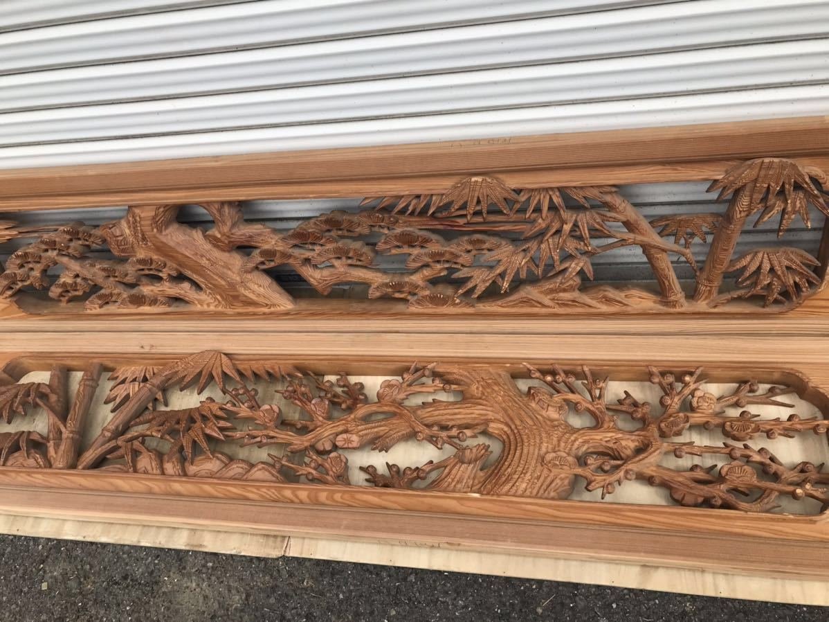 欄間 梅 松 欄間 らんま 建具 梅 松 175cm×34cm 古い欄間(建具)｜売買