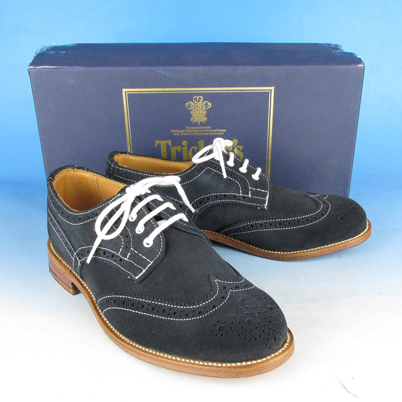MFF8856 Tricker's レディース トリッカーズ L5633 バートン スエード ウイングチップ カントリーシューズ 5.5 ネイビー 新品