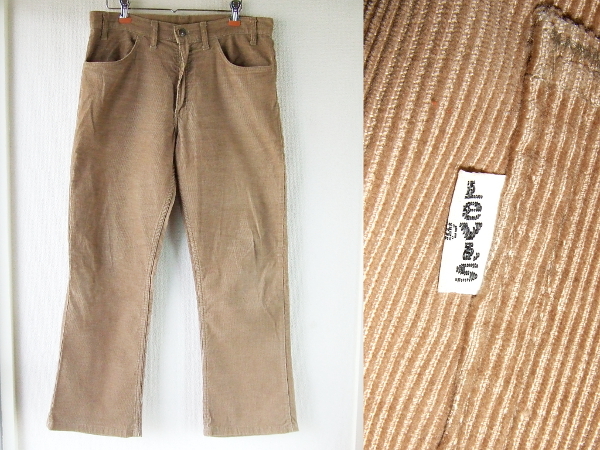w31☆70sリーバイス☆646フレアパンツ コーデュロイ ベージュ 42talon 