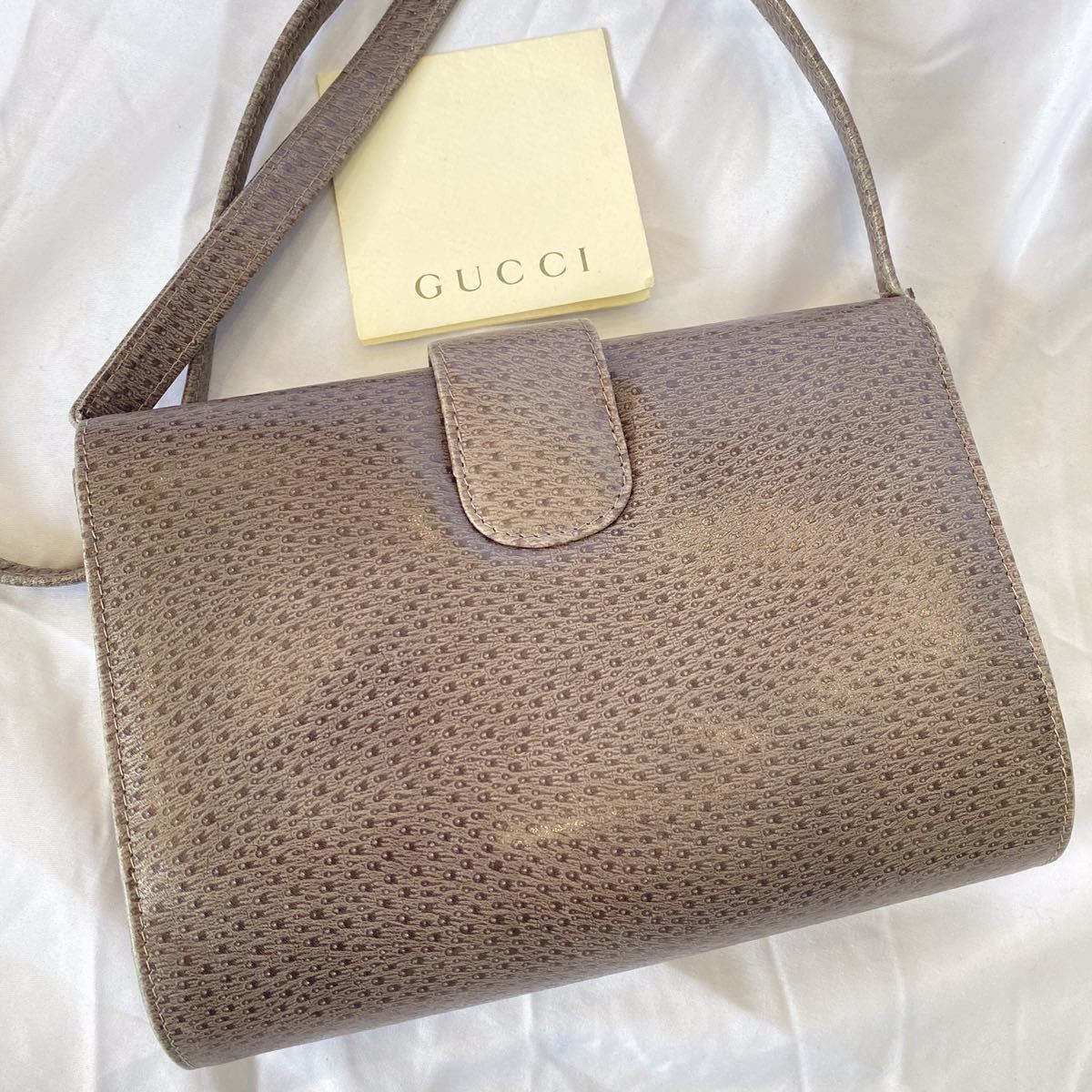 ○美品○GUCCI オールド グッチ インターロッキング オーストリッチ風 