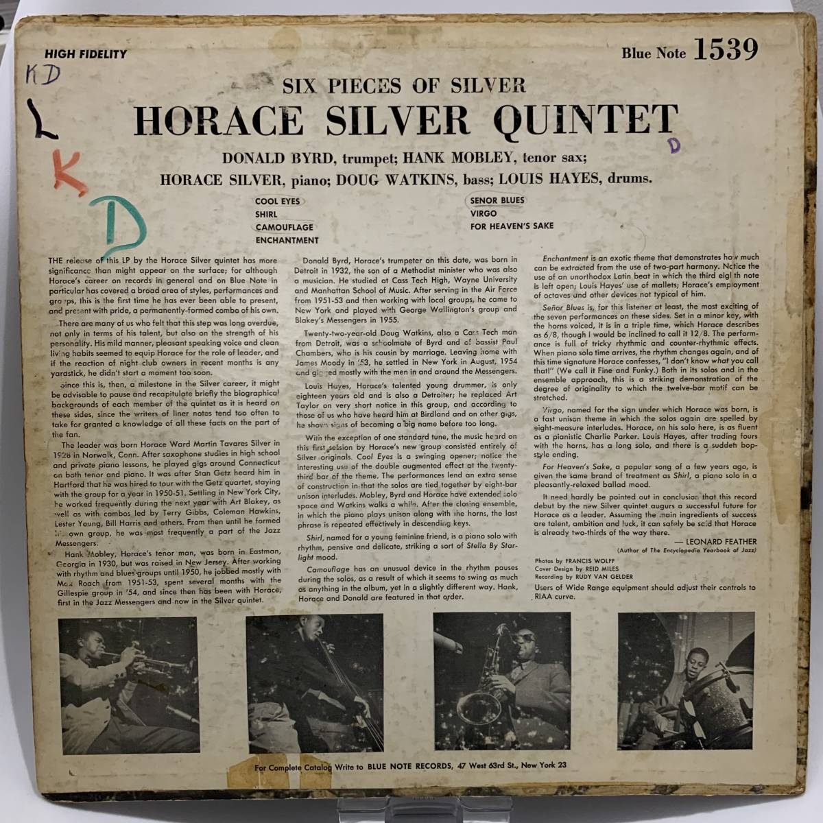 Silver - Pieces Horace 0 Of of SILVER Quintet LP Note HORACE – Six