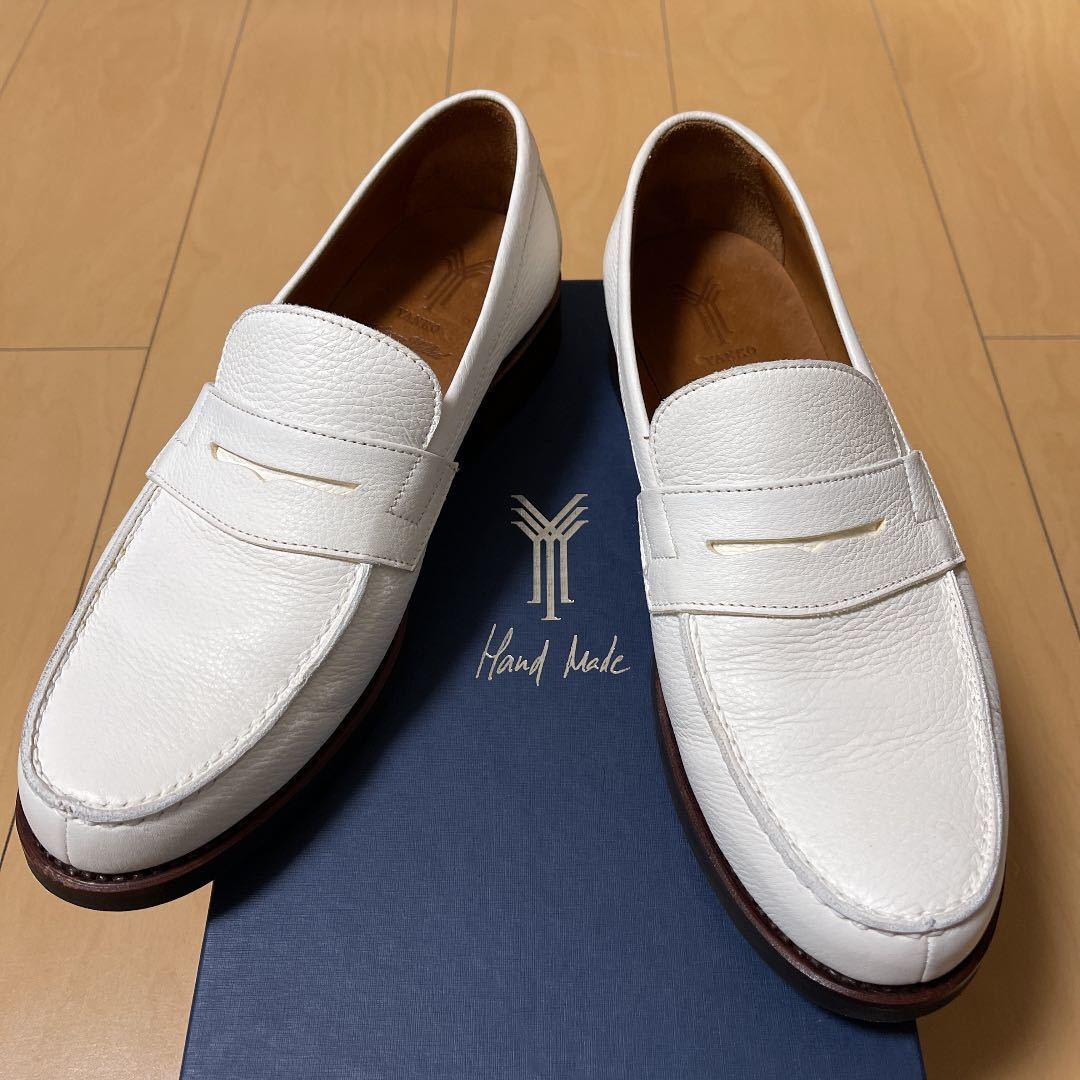 YANKO ホワイトローファー YANKOヤンコ ホワイトローファー シボ革 白 ローファー、スリッポン 25.5cm