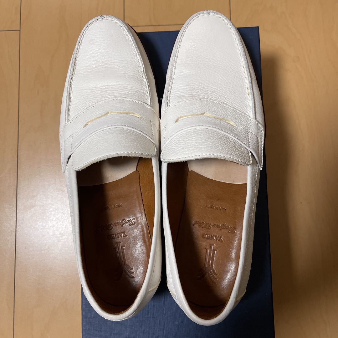 YANKOヤンコ ホワイトローファー シボ革 白 ローファー、スリッポン 25.5cm