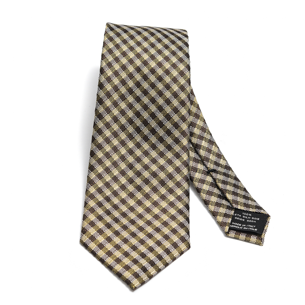 トムフォード チェック柄ネクタイ　ブラウン系 新着 新品 3万 トムフォード TOM FORD ネクタイ オールシーズン メンズ
