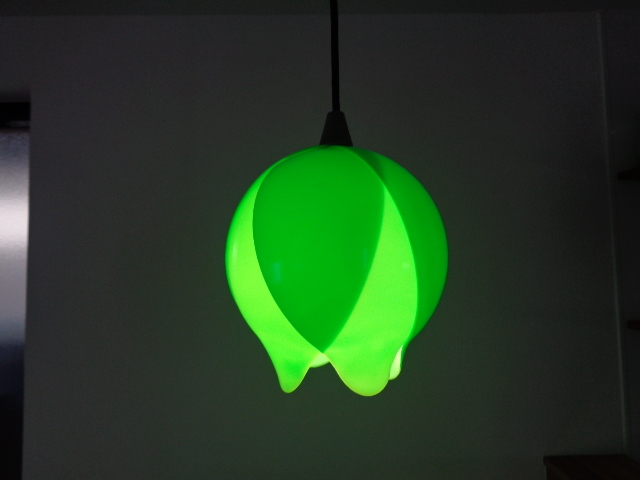 チューリップライト 緑 その4 昭和レトロ ペンダントライト コード交換  