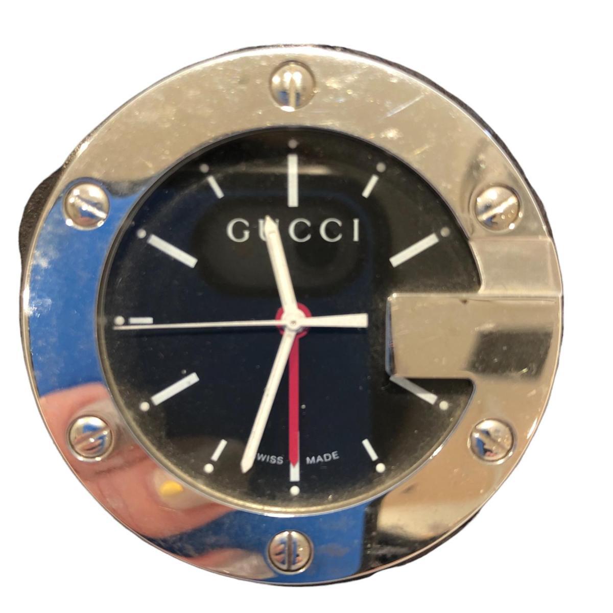 1円 GUCCI グッチ トラベルクロック 200 グッチシマ 置時計(男性用