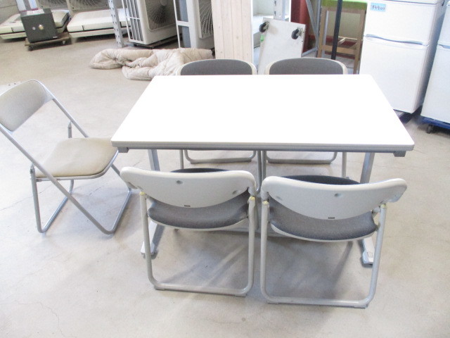 テーブルセット/W1200mm+折椅子（4+1脚）/コクヨ＆ウチダ/中古即決品/
