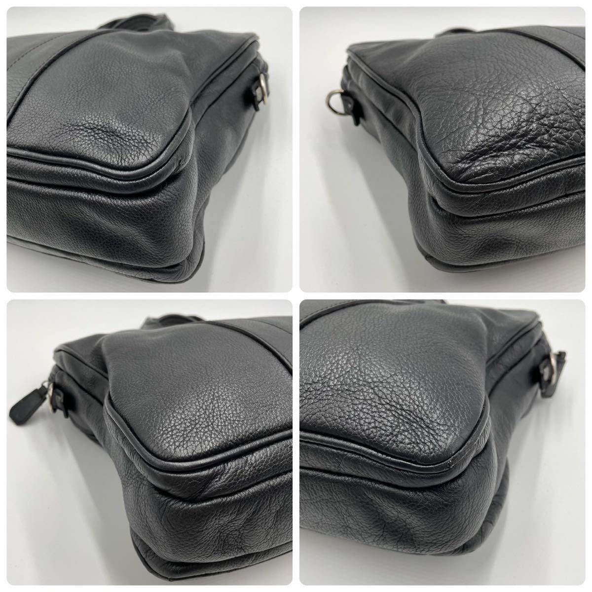 【美品】ジョルジオアルマーニ ビジネスバッグ オールレザー シボ革 ロゴ刻印 黒 外観極美品》 GIORGIO ARMANI ビジネスバッグ オールレザー ジョルジオ