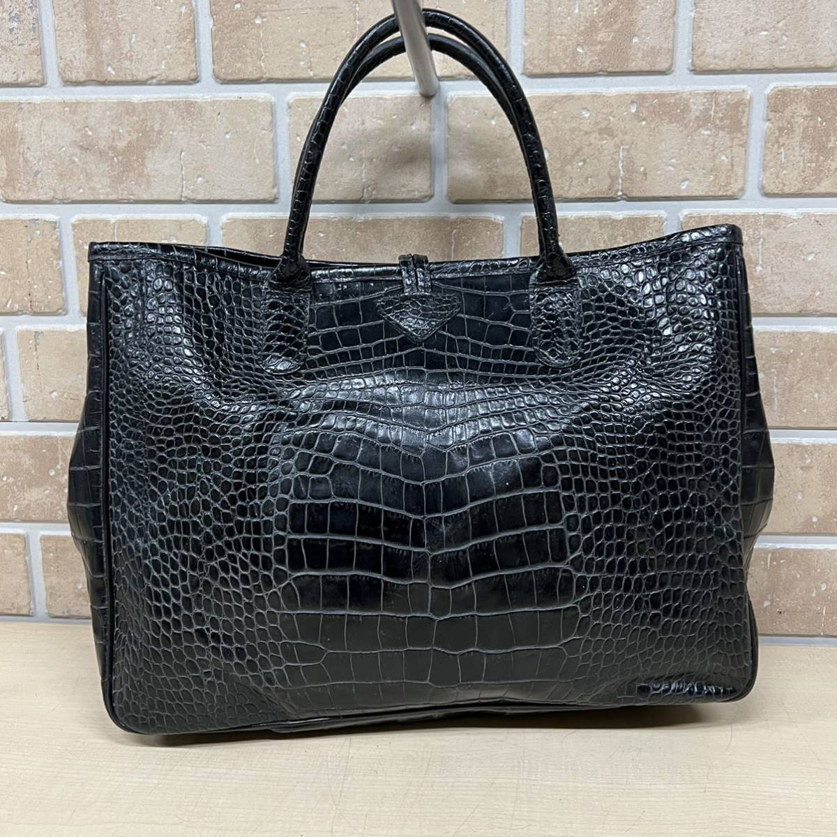 LONGCHAMP ロゾ本革 クロコ型押し トートバッグ A4 ロンシャン 良品